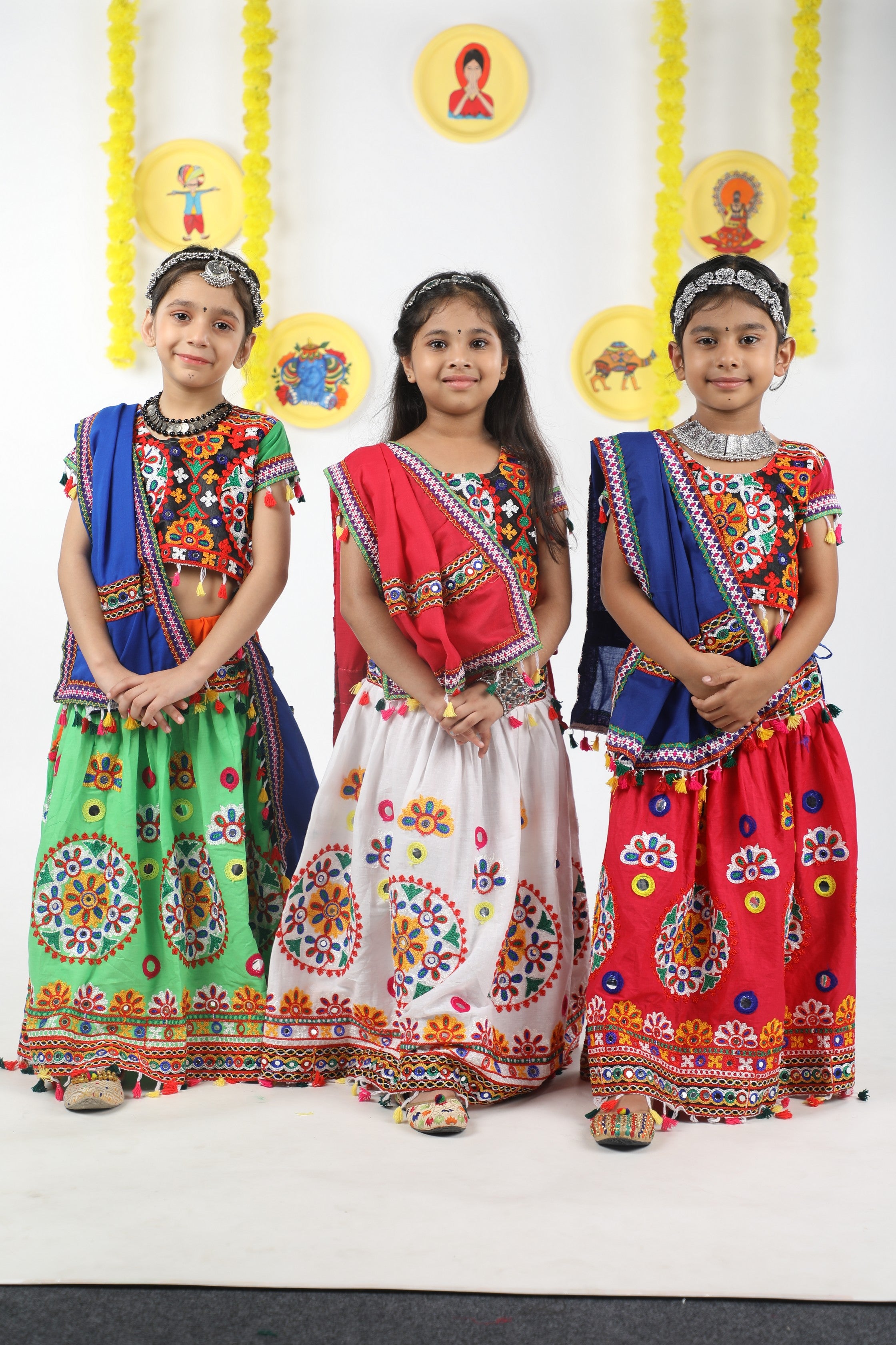 Banjara India Kutchi Emboidered White Girls Chaniya Choli with Dupatta (CC-RING) - WHITE