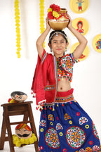 Banjara India Kutchi Emboidered Blue Girls Chaniya Choli with Dupatta (CC-RING) - Blue