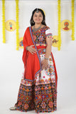 Banjara India Cotton Long Flair Aari Embroidery Kutch Work (Lehenga Choli) Chaniya Choli Set with Dupatta -(CC-RING-WHITE)