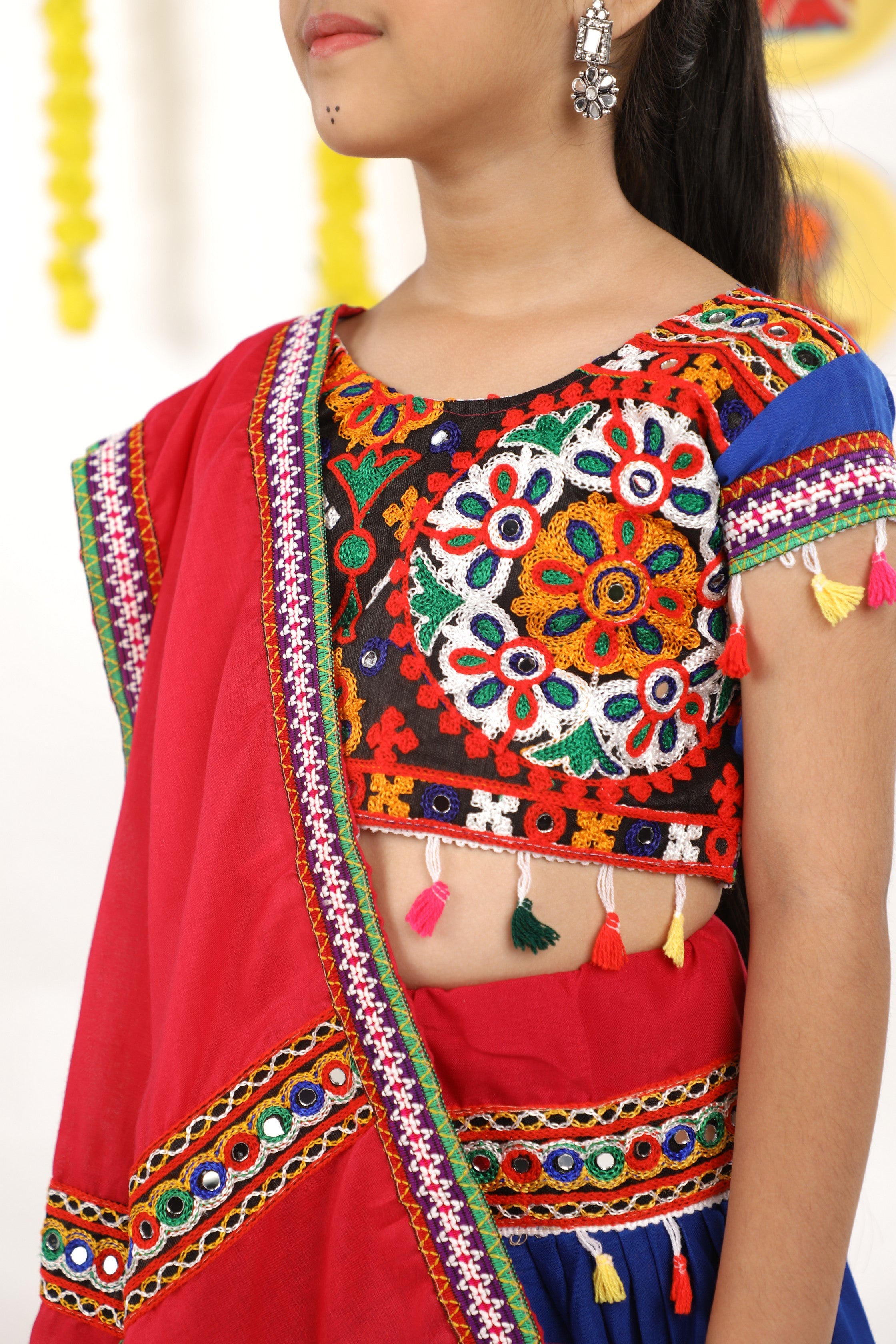Banjara India Kutchi Emboidered Blue Girls Chaniya Choli with Dupatta (CC-RING) - Blue
