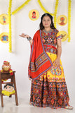 Banjara India Cotton Long Flair Aari Embroidery Kutch Work (Lehenga Choli) Chaniya Choli Set with Dupatta -(CC-RING-YELLOW)