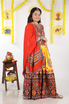 Banjara India Cotton Long Flair Aari Embroidery Kutch Work (Lehenga Choli) Chaniya Choli Set with Dupatta -(CC-RING-YELLOW)