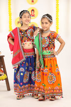 Banjara India Kutchi Emboidered Orange Girls Chaniya Choli with Dupatta (CC-RING) - ORANGE
