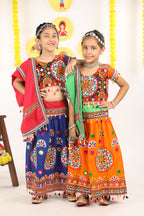 Banjara India Kutchi Emboidered Orange Girls Chaniya Choli with Dupatta (CC-RING) - ORANGE