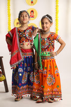 Banjara India Kutchi Emboidered Orange Girls Chaniya Choli with Dupatta (CC-RING) - ORANGE
