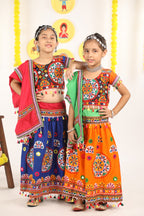 Banjara India Kutchi Emboidered Orange Girls Chaniya Choli with Dupatta (CC-RING) - ORANGE