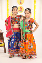 Banjara India Kutchi Emboidered Orange Girls Chaniya Choli with Dupatta (CC-RING) - ORANGE