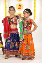 Banjara India Kutchi Emboidered Orange Girls Chaniya Choli with Dupatta (CC-RING) - ORANGE