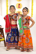 Banjara India Kutchi Emboidered Orange Girls Chaniya Choli with Dupatta (CC-RING) - ORANGE