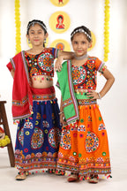 Banjara India Kutchi Emboidered Orange Girls Chaniya Choli with Dupatta (CC-RING) - ORANGE