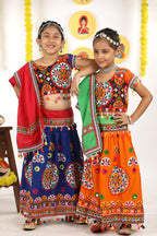 Banjara India Kutchi Emboidered Orange Girls Chaniya Choli with Dupatta (CC-RING) - ORANGE