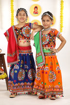Banjara India Kutchi Emboidered Orange Girls Chaniya Choli with Dupatta (CC-RING) - ORANGE
