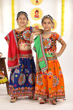 Banjara India Kutchi Emboidered Orange Girls Chaniya Choli with Dupatta (CC-RING) - ORANGE