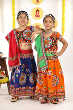 Banjara India Kutchi Emboidered Orange Girls Chaniya Choli with Dupatta (CC-RING) - ORANGE