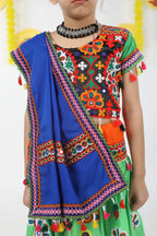 Banjara India Kutchi Emboidered Green Girls Chaniya Choli with Dupatta (CC-RING) - Green