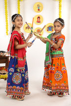 Banjara India Kutchi Emboidered Orange Girls Chaniya Choli with Dupatta (CC-RING) - ORANGE