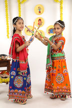 Banjara India Kutchi Emboidered Orange Girls Chaniya Choli with Dupatta (CC-RING) - ORANGE