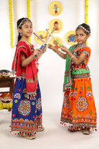 Banjara India Kutchi Emboidered Orange Girls Chaniya Choli with Dupatta (CC-RING) - ORANGE