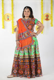 Banjara India Cotton Long Flair Aari Embroidery Kutch Work (Lehenga Choli) Chaniya Choli Set with Dupatta -(CC-RING-GREEN)