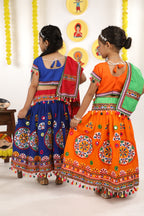 Banjara India Kutchi Emboidered Orange Girls Chaniya Choli with Dupatta (CC-RING) - ORANGE