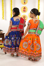 Banjara India Kutchi Emboidered Orange Girls Chaniya Choli with Dupatta (CC-RING) - ORANGE
