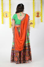 Banjara India Cotton Long Flair Aari Embroidery Kutch Work (Lehenga Choli) Chaniya Choli Set with Dupatta -(CC-RING-GREEN)