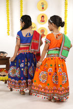 Banjara India Kutchi Emboidered Orange Girls Chaniya Choli with Dupatta (CC-RING) - ORANGE