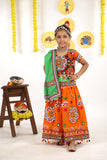 Banjara India Kutchi Emboidered Orange Girls Chaniya Choli with Dupatta (CC-RING) - ORANGE