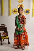 Banjara India Kutchi Emboidered Orange Girls Chaniya Choli with Dupatta (CC-RING) - ORANGE