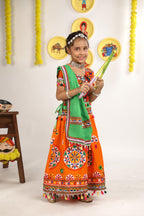 Banjara India Kutchi Emboidered Orange Girls Chaniya Choli with Dupatta (CC-RING) - ORANGE