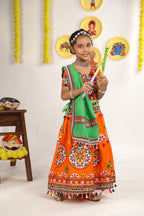 Banjara India Kutchi Emboidered Orange Girls Chaniya Choli with Dupatta (CC-RING) - ORANGE