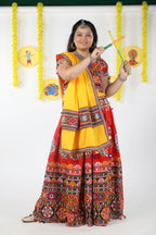 Banjara India Cotton Long Flair Aari Embroidery Kutch Work (Lehenga Choli) Chaniya Choli Set with Dupatta -(CC-RING-RED)
