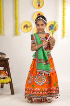 Banjara India Kutchi Emboidered Orange Girls Chaniya Choli with Dupatta (CC-RING) - ORANGE