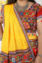 Banjara India Cotton Long Flair Aari Embroidery Kutch Work (Lehenga Choli) Chaniya Choli Set with Dupatta -(CC-RING-RED)
