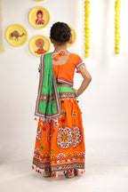 Banjara India Kutchi Emboidered Orange Girls Chaniya Choli with Dupatta (CC-RING) - ORANGE