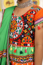 Banjara India Kutchi Emboidered Orange Girls Chaniya Choli with Dupatta (CC-RING) - ORANGE