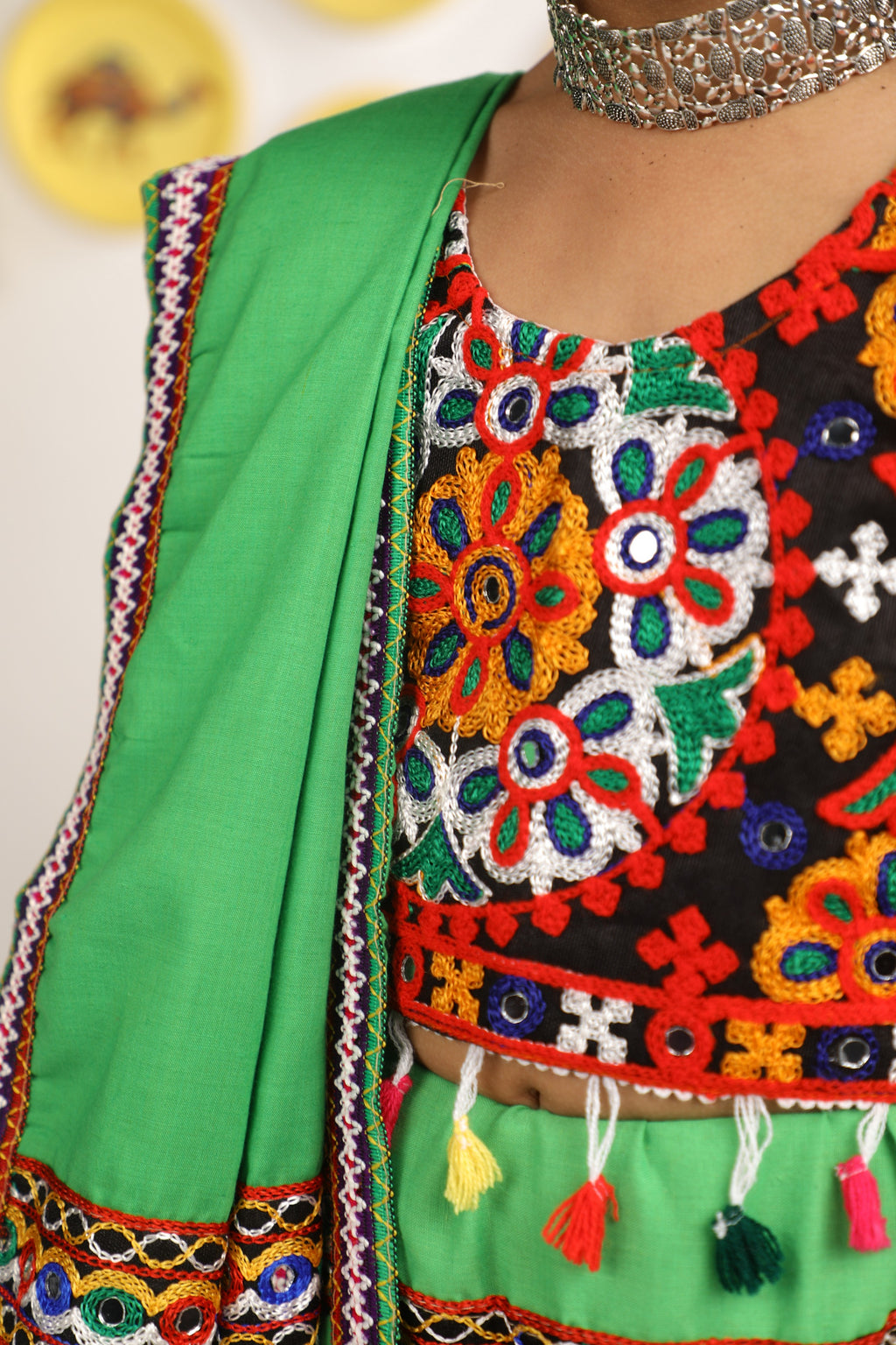 Banjara India Kutchi Emboidered Orange Girls Chaniya Choli with Dupatta (CC-RING) - ORANGE