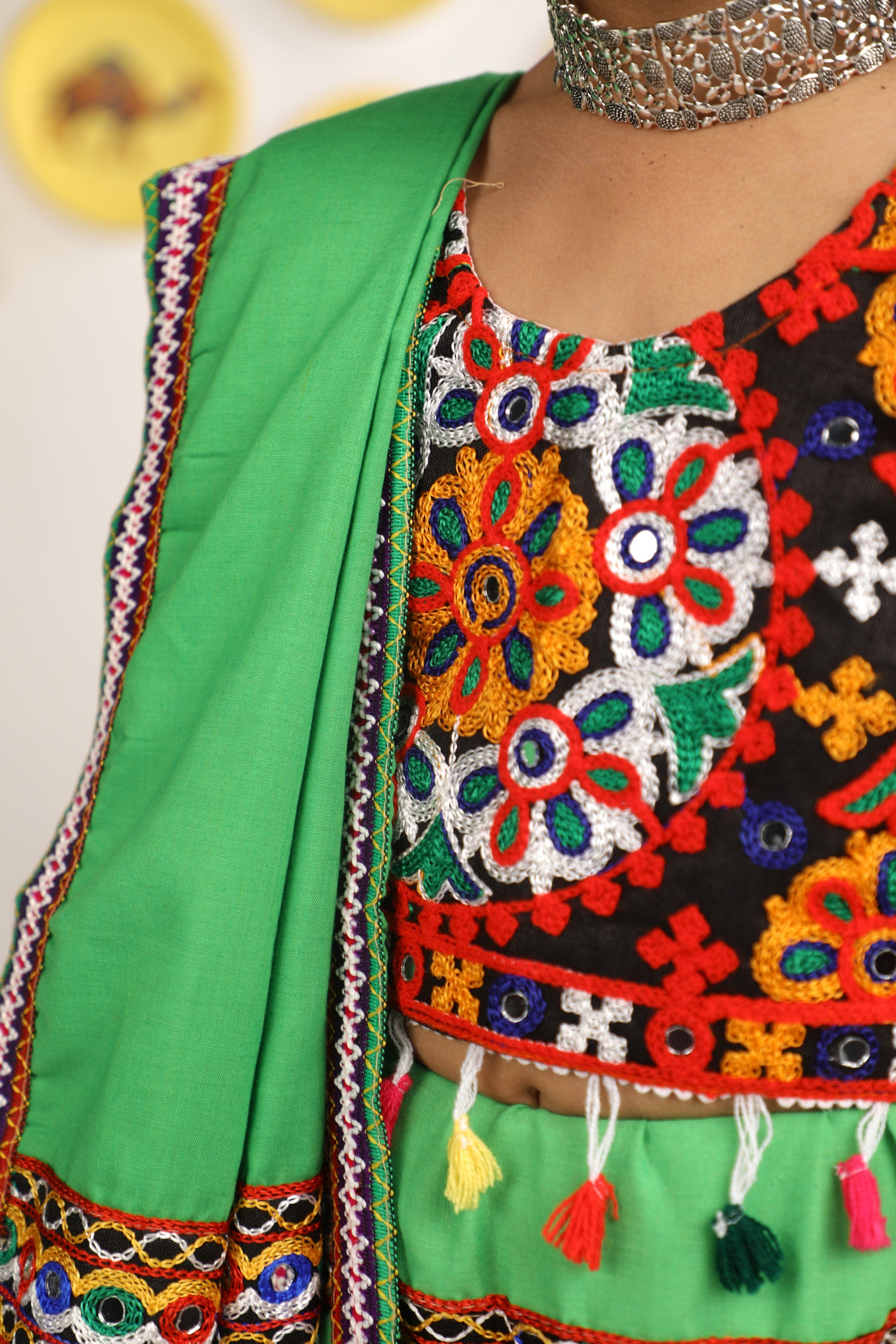 Banjara India Kutchi Emboidered Orange Girls Chaniya Choli with Dupatta (CC-RING) - ORANGE