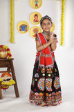 Mother-Daugther Combo Cotton Embroidered Lehenga Choli Set (RING- Combo) - Black