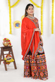 Banjara India Cotton Long Flair Aari Embroidery Kutch Work (Lehenga Choli) Chaniya Choli Set with Dupatta -(CC-RING-BLACK)