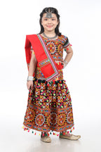 Banjara India Kutchi Embroidered Girls Chaniya Choli with Dupatta (CC1-BWR) - Black
