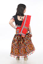 Banjara India Kutchi Embroidered Girls Chaniya Choli with Dupatta (CC1-BWR) - Black