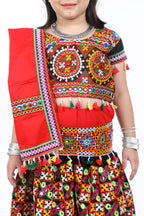 Banjara India Kutchi Embroidered Girls Chaniya Choli with Dupatta (CC1-BWR) - Black