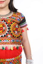 Banjara India Kutchi Embroidered Girls Chaniya Choli with Dupatta (CC1-BWR) - Black