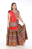 Banjara India Cotton Long Flair Aari Embroidery Kutch Work (Lehenga Choli) Chaniya Choli Set with Dupatta -(CC-BWR-Black