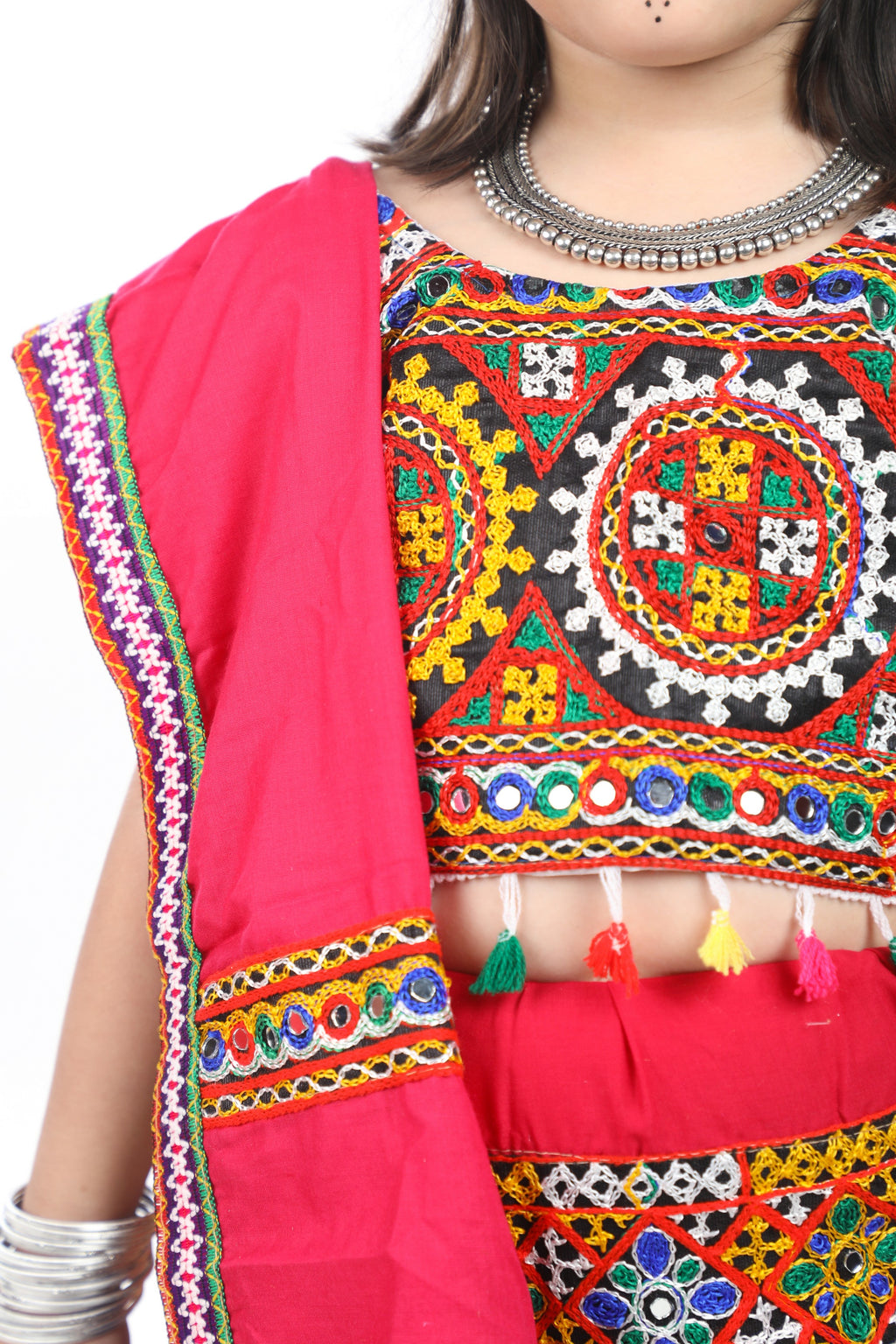 Banjara India Kutchi Embroidered Girls Chaniya Choli with Dupatta (CC1-BWR) - Blue