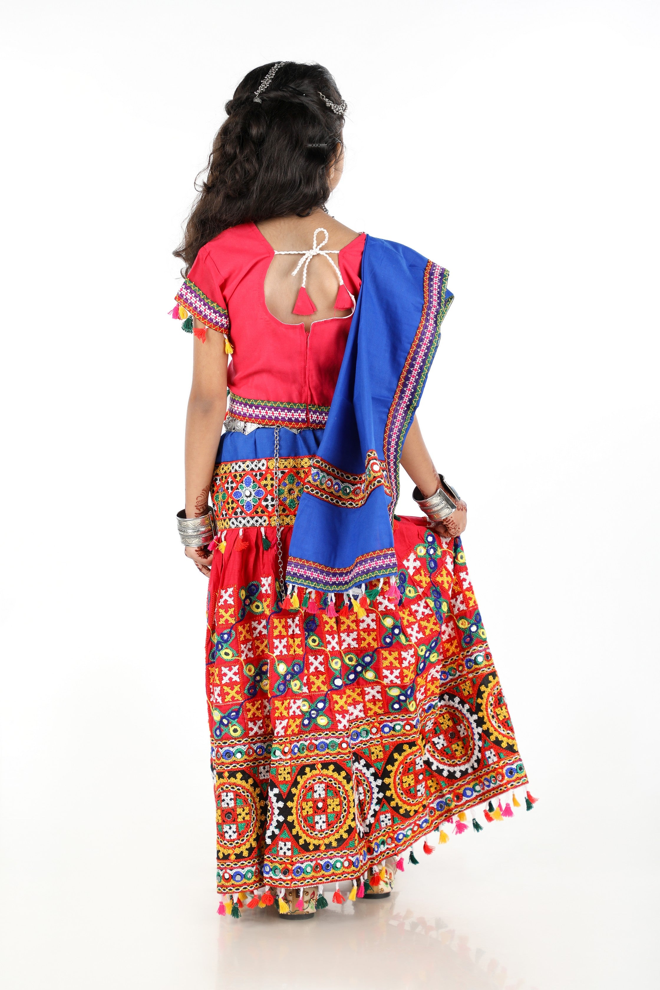 Banjara India Kutchi Embroidered Pink Girls Chaniya Choli with Dupatta (CC1-BWR) - Pink