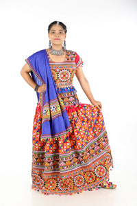 Banjara India Cotton Long Flair Aari Embroidery Kutch Work (Lehenga Choli) Chaniya Choli Set with Dupatta -(CC-BWR-Pink)