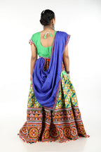 Banjara India Cotton Long Flair Aari Embroidery Kutch Work (Lehenga Choli) Chaniya Choli Set with Dupatta -(CC-BWR-Green)