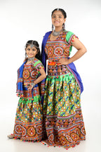 Mother-Daugther Combo Cotton Embroidered Lehenga Choli Set (BWR- Combo) - Green